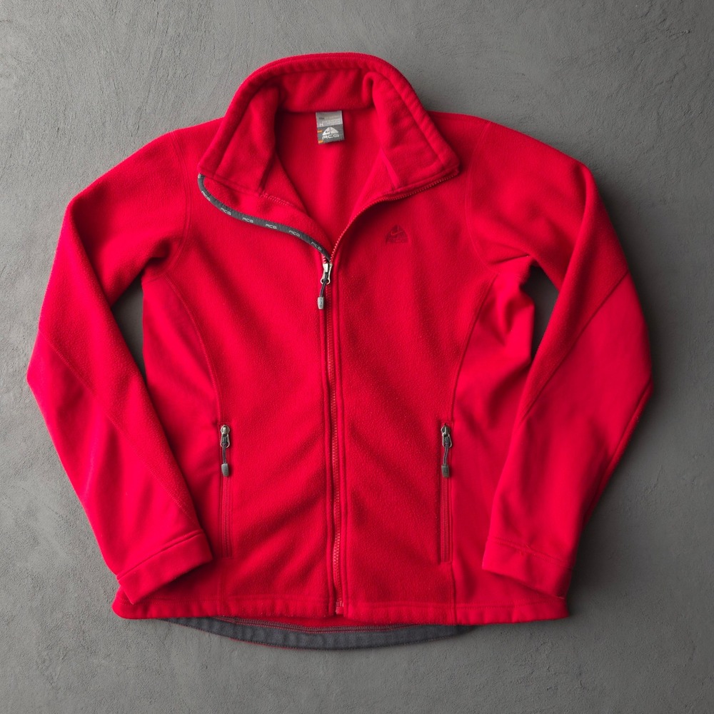 Vintage 2000s Full Zip Fleece Jacket Size M Red Nike ACG